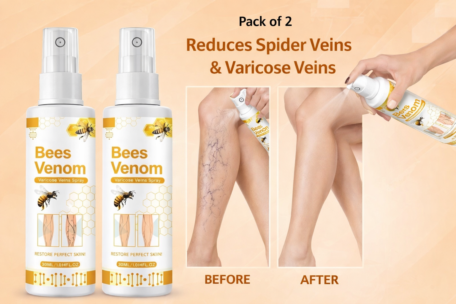 Bee Venom Spider Veins Spray Pack of 2